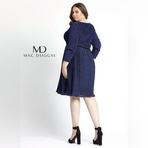 Mac Duggal 49228 Long Sleeve Pleated Dress Sz 14W